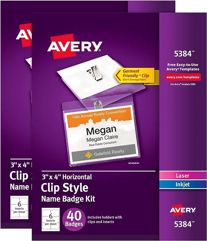 Avery Laser Name Badge Inserts, 2 1/4" x 3 1/2", 5390, Box Of 400