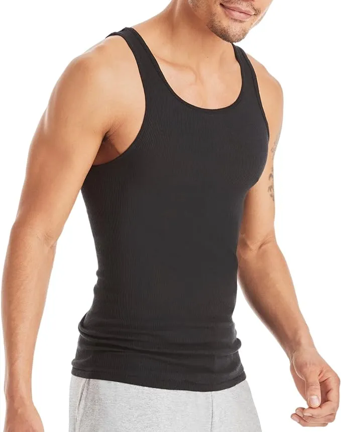 Hanes Men's Cotton Tank Undershirts Pack, Moisture-Wicking Ribbed Tanks, lightweight Cotton Tank Undershirts, 3-Pack