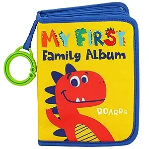 Urban Kiddy™ Baby's My First Family Album | Soft Photo Cloth Book Gift Set for Newborn Toddler & Kids (Dinosaur)