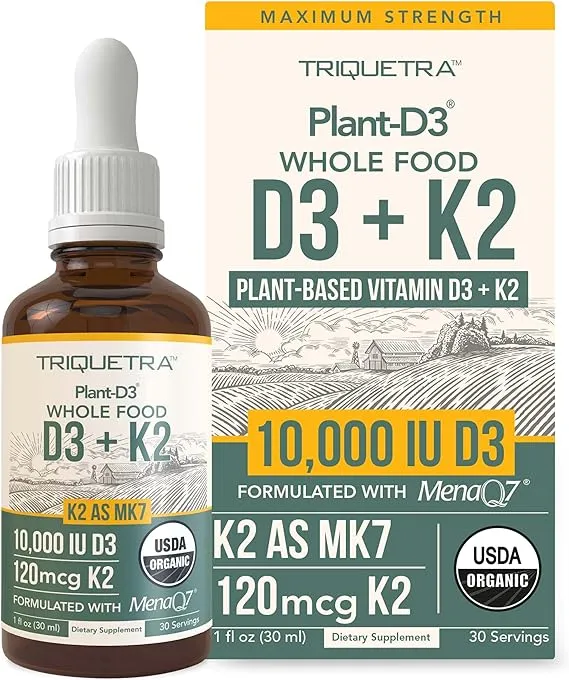 Organic Plant D3 + K2 10,000 iu D3 All-Trans MK7 from MenaQ7