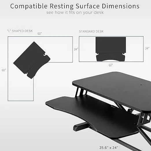 VIVO 28 inch Desk Converter, K Series, Height Adjustable Sit to Stand Riser, Dual Monitor and Laptop Workstation with Keyboard Tray, Black, DESK-V028KB