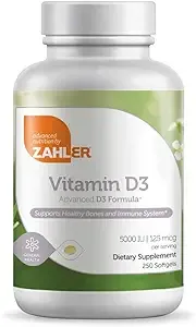 Zahler, Vitamin D3, Advanced D3 Formula, 75 mcg (3,000 IU) , 250 Softgels