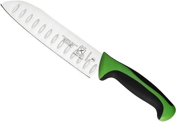 Mercer Culinary Millennia Colors 7-Inch Granton Edge Santoku Knife, Green