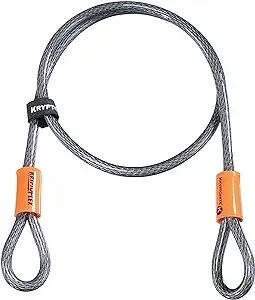 Kryptonite KryptoFlex Security Cable, 2.6FT/4FT/7FT/30FT Long Braided Steel Flex Bike Lock Anti-Theft Cable with Looped Ends for Outdoor Equipment, U-Lock and Padlock, 5mm-10mm Thick