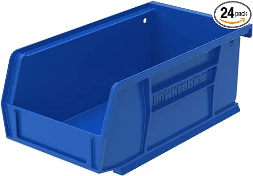 Akro-Mils 30220 AkroBins Plastic Hanging Stackable Storage Organizer Bin, 7-Inch x 4-Inch x 3-Inch, Blue, 24-Pack