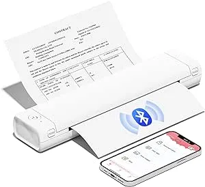 COLORWING Portable Printers, Bluetooth Travel Printer M08F, Inkless Printer for Home Use, Support 8.26x11.69in Thermal Paper, Compatible with iPhone and Laptops