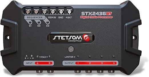 Stetsom STX 2436 Bluetooth DSP PRO - Digital Signal Processor, DSP PRO, Equalizer, Exclusive APP, Band Graphic, High Precision Crossover, Filters, Voltmeter, Limiter, Digital Audio Processor