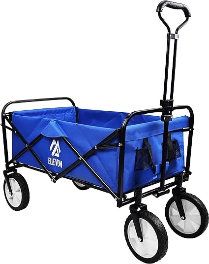 Elevon Heavy Duty Steel Frame Collapsible Folding 150 Pound Capacity Outdoor Camping Garden Utility Wagon Yard Cart