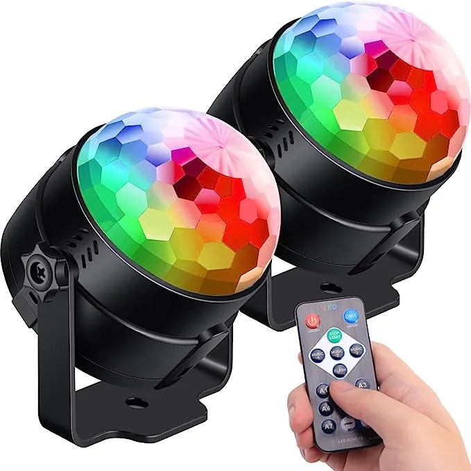 Luditek [2-Pack] Sound Activated Party Lights with Remote Control Dj Lighting, Disco Ball Light, Strobe Light Stage Lamp for Home Room Dance Parties