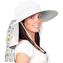 White Women Boonie With Neck Flap Fishing Hiking Outdoor UV Protection Sun Hat