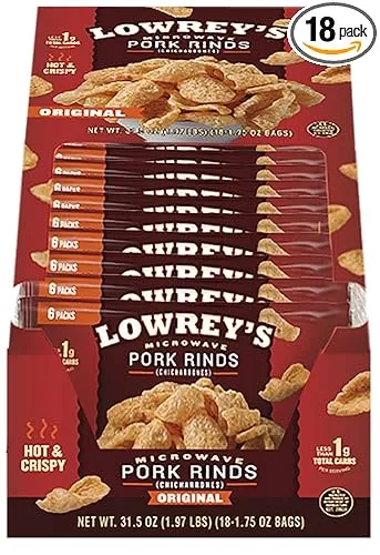 Lowrey's Bacon Curls Microwave Pork Rinds (18-Pack) Flavor: Hot & Spicy