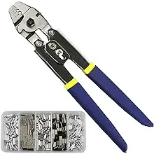 Fishing Crimping Tool Fishing Line Crimping Kit, Stainless Steel Fishing Crimping Pliers Wire Leader Crimper Tool 10in Crimpers with 500pcs Crimp Sleeves Fishing Tool Leader Crimping Kit