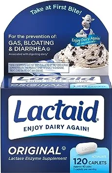 Lactaid Original Strength Lactose Intolerance Relief Caplets, 120 ct