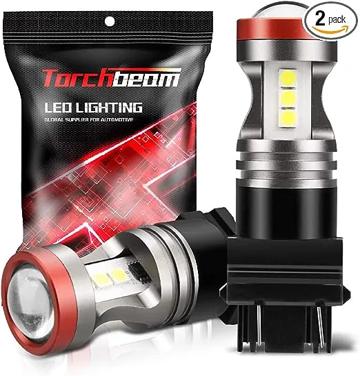 Torchbeam 3157 LED Light Bulbs 3600 Lumens with Projector Error-free For Reverse Back Up Lights DRL Brake Lights Fit 3156 3057 3056 4157 6500K Xenon White（Pack of 2）