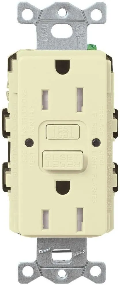 Lutron Tamper-Resistant GFCI Duplex Receptacle, 15-Amp, Almond