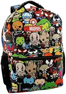 Marvel Kawaii Avengers Boys Girls 16" School Backpack (One Size, Black/Multi)