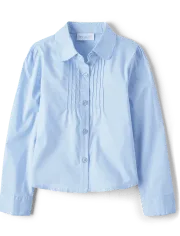 The Children's Place Girls' Long Sleeve Pintuck Poplin Button Down Shirt