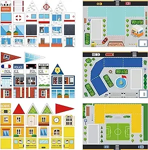 PicassoTiles 80pc School Hospital Police Station 3-in-1 Theme Magnet