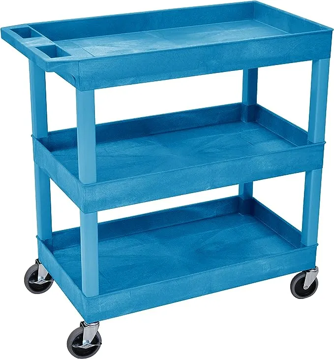 Luxor Blue Three 32 x 18 inch Tub Shelves Cart