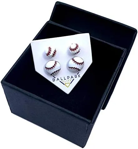 2pk Baseball Stud Earrings – 2 pairs by Ballpark Elite