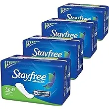 Stayfree Ultra Thin Pads for Women, Super Long, Wingless, 32 Count - Pack of 4