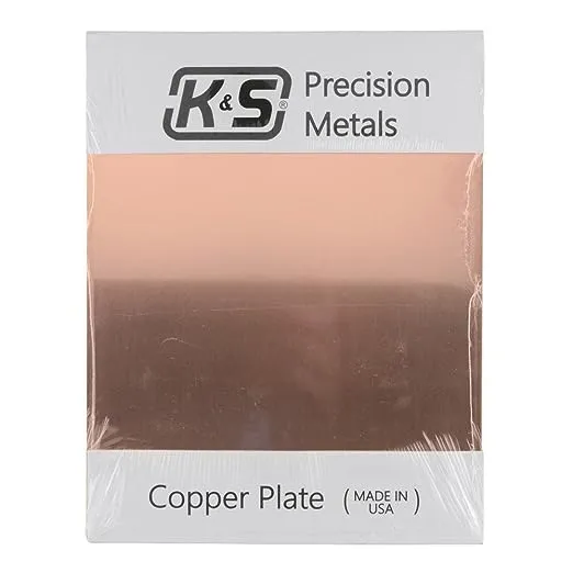 K&S K & S 6604 Copper Etching Plates, 0.050" Thick x 8" Wide x 10" Long, 1 Piece, Made in The USA