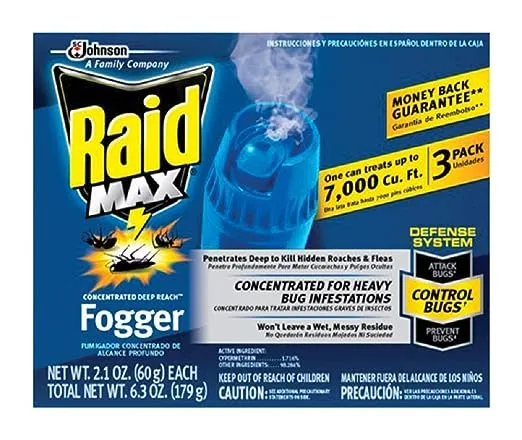 Raid® Max Concentrated Deep Reach Fogger, 2.1 fl oz, 3 ct (Total 6.3 fl oz, 179 g)