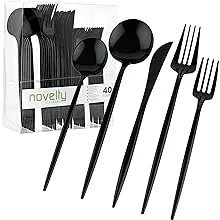 Novelty Modern Flatware Cutlery Combo Set (Black, 80)