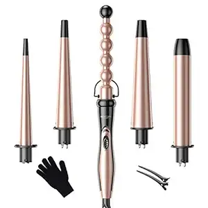 5 in 1 Curling Wand Set, Wand Curling Iron with Changeable Barrels, 0.35�-1.25�