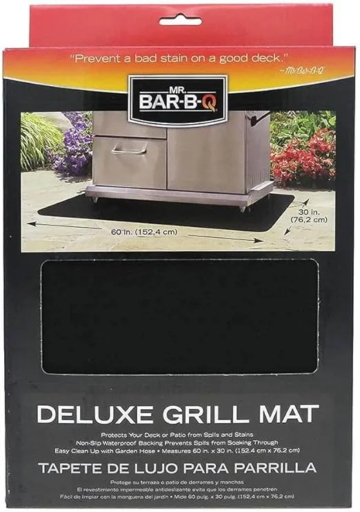 Mr. Bar-B-Q 40124Y Deluxe Grill Mat, Protects Decks & Patios from Spills & Stains | Non-Slip Backing | Prevents Spills from Soaking Through to Deck or Patio Surface | Easy to Clean | 60 x 30 inches