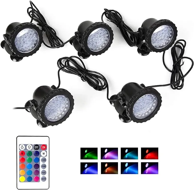 SHOYO Pond Light Waterproof IP68 Underwater Color Changing Landscape Lights Dimmable Submersible Spotlight 36 LED Decorate Lighting for Pond Aquarium Garden Pool Yard Lawn Fountain Waterfall(Set of 1)