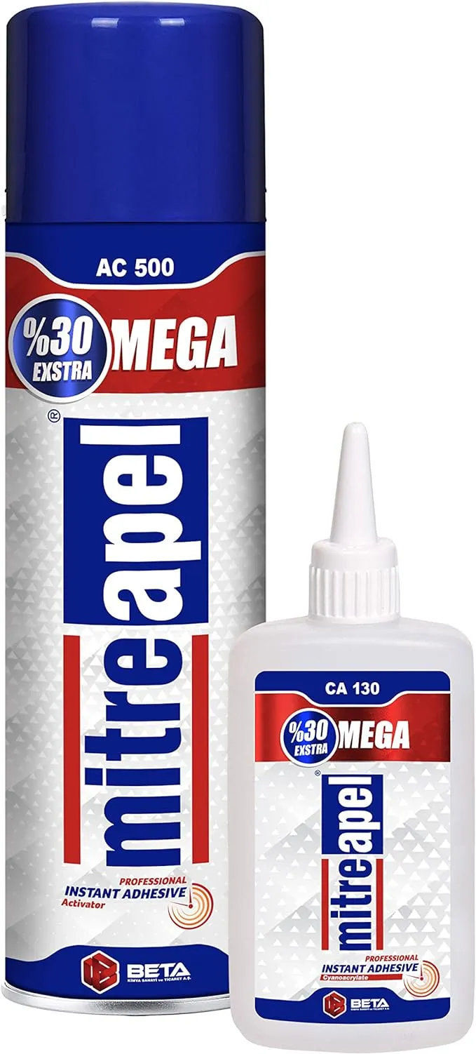 MITREAPEL CA Glue with Activator (4.5 oz - 16.9 fl oz.) - CA Glue for Woodworking - Cyanoacrylate Glue and Activator Spray - Crazy Glue, Super Glue for Crafts and DIY Projects - (1 Pk)