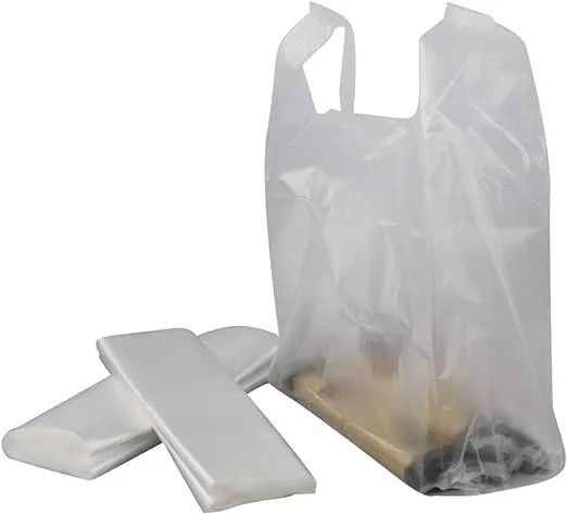 Handled T-Shirt Bag, Plastic Multi-Use Carryout Shopping Bags (320 Counts, Clear