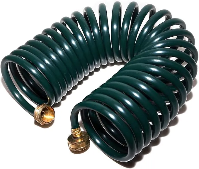 Lightweight EVA Recoil Garden Hose: Retractable Coil Water Hoses with 3/4" GHT Solid Brass Fittings - Corrosion Resistant for Outdoor Lawn Boat (50FT, Green)