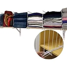 Evelots Closet Wood Shelf Divider-New & Improved-Separator-Easy Clip-Steel-Set/8