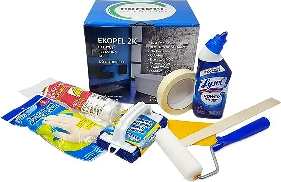 Ekopel Bathtub Touch Up Kit - Odorless Ultra Durable Bright White Gloss - Enough For Up To 1 Coat On A Bathtub - Made in The USA - White