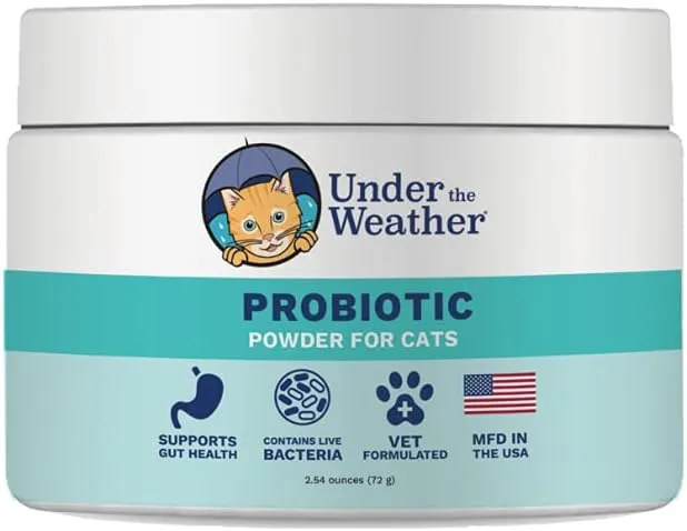 Under the Weather Pet Probiotics Powder for Cats | Vet Formulated Probiotic Supplement for Digestive Gut Health | Promotes Good Digestion & Immunity | Aids Occasional Diarrhea for Cats (2.54 Oz)