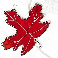 Stained Glass Red Maple Leaf