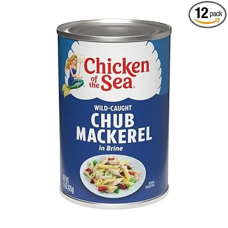 Chicken of the Sea Chub Mackerel Wild Caught, High in Omega 3 Fatty Acids, Protein & Calcium, 15-Ounce Cans (Pack of 12)