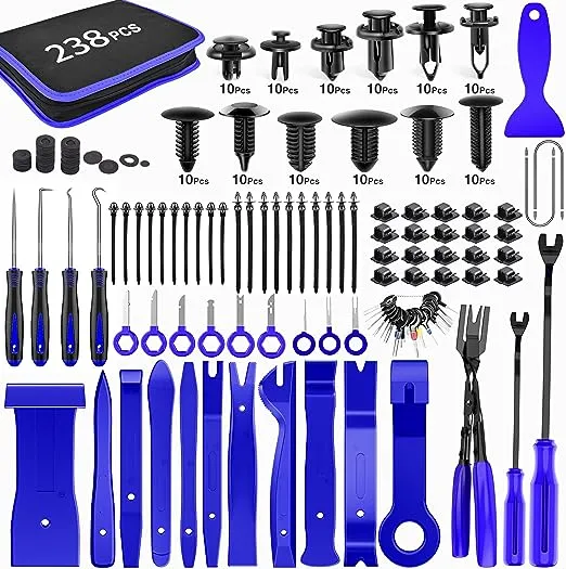 GOOACC 238pcs Trim Removal Tool, Auto Push Pin Bumper Retainer Clip Set Fastener Terminal Remover Tool Adhesive Cable Clips Pry