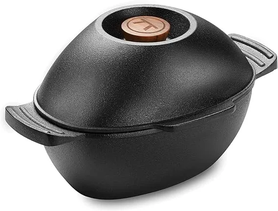 Outset - 76495 Outset Cast Iron Seafood and Mussel Pot with Lid for Empty She...