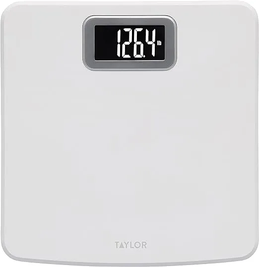 Taylor Digital Scale for Body Weight, High 400 LB Capacity, Easy to Read Readout Display with Silver Bezel Accent, Durable Platform, White