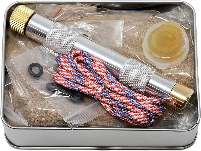 Fire Piston Kit- Firestarter Kit with Char Cloth, Cord, and Tinder, Survivalist and Prepper Gift