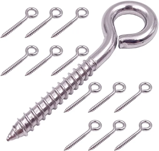 ZUSFUL 12-Pack 304 Stainless Steel Screw Eyes, Heavy Duty Screw in Eye Hooks Ring for Yoga, Swing Chair, Indoor & Outdoor, Self Tapping, 3.2"