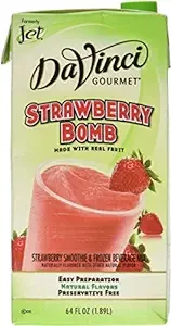 DaVinci Gourmet Strawberry Smoothie Mix - Simply Pour Over Ice and Blend - Dairy Free Smoothie - Made with Real Strawberry Puree - 64 Fl Oz (Pack of 6) 