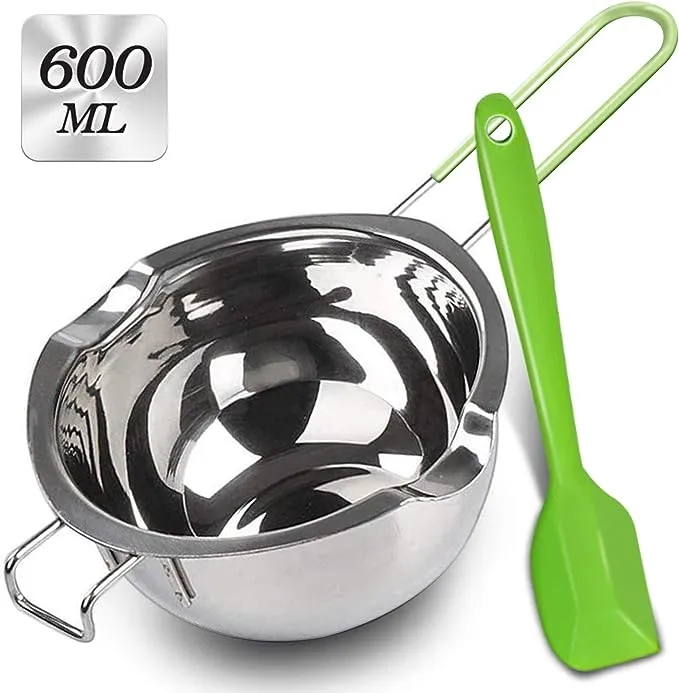 Stainless Steel Double Boiler with Silicone Spatula, Chocloate Metls Pot with Heat Resistant Handle for Melting Chocolate, Candy, Candle, Soap and Wax…