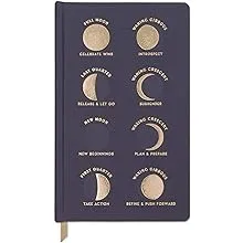 Designworks Ink Cloth Hardcover Journal Notebook with Lined Pages and Ribbon Marker for Work, Writing, Journaling - Charcoal Blue Journal with Gold Moon Phases and Affirmations 5.125" x 8.25"Designworks Ink Cloth Hardcover Journal Notebook…