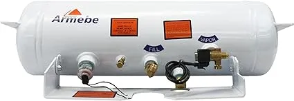 Flame King 5.9 Gallon ASME Horizontal Steel Propane Tank with Remote Fill and Bleeder Fittings, Pressure Relief Valve, and Solenoid Service Valve