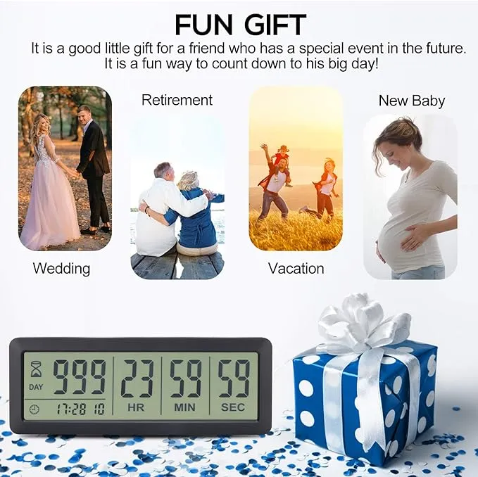 A AIMILAR Digital Countdown Days Timer - AY4053-Black Upgraded Big 999 Days Count Down Clock for Vacation Retirement Wedding