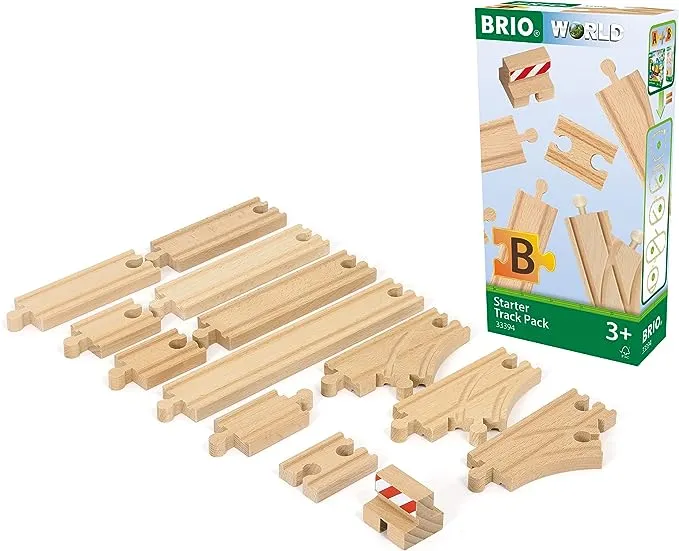 Brio World - 33394 Starter Track Pack | 13Piece Wooden Train Tracks for Kids Ages 3 & Up